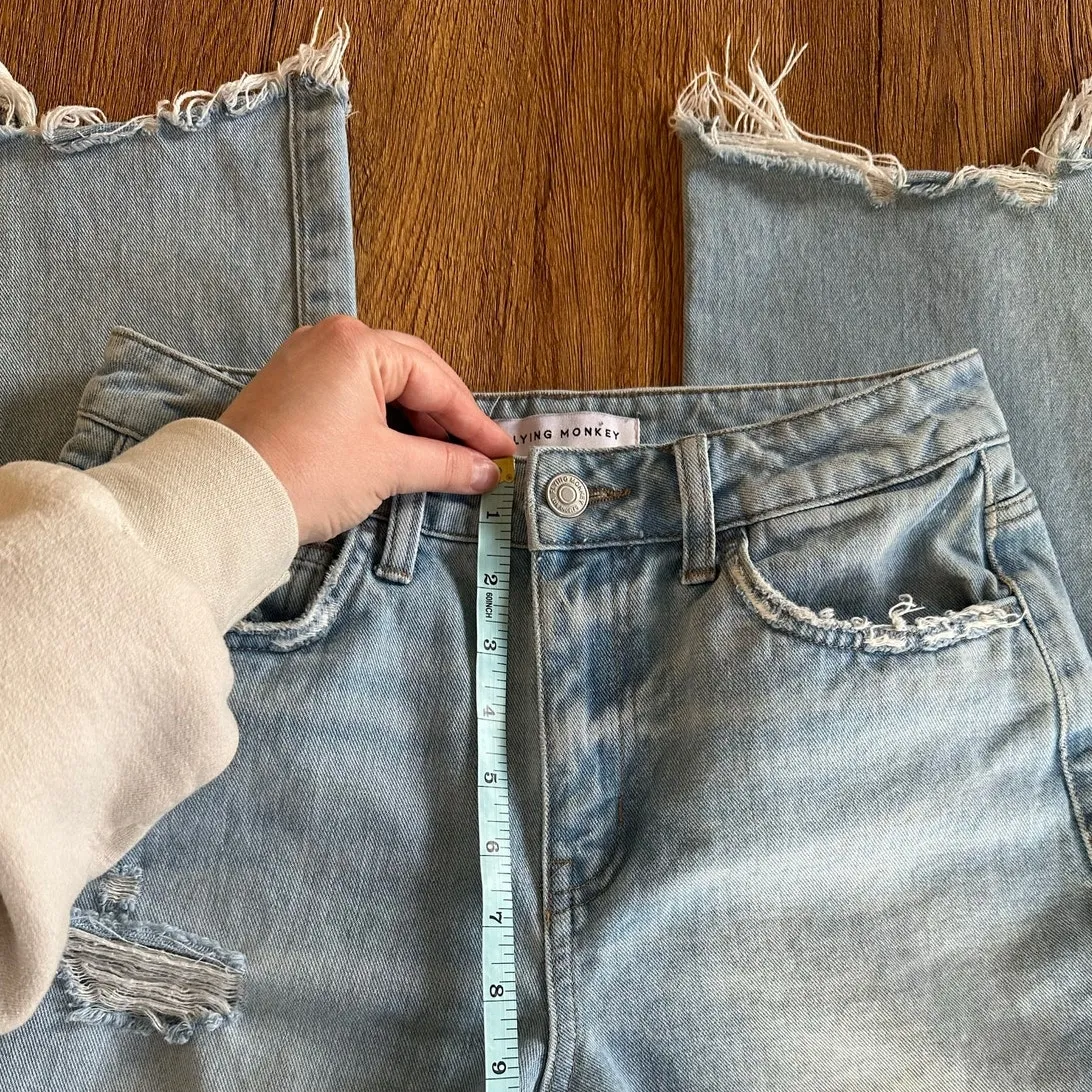 Flying Monkey High Waisted Light Wash Cropped Jeans Size 25 - Image 6