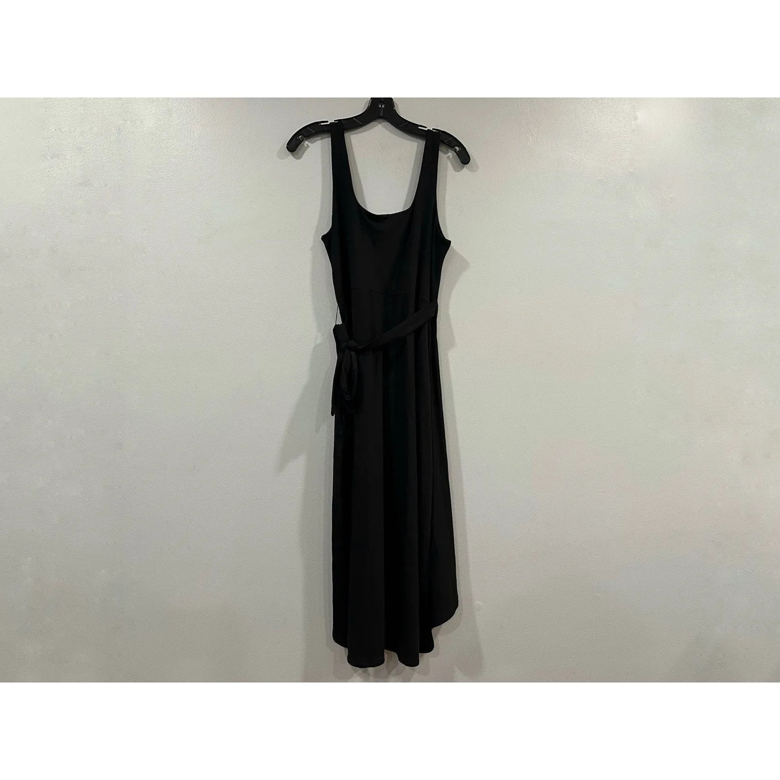 Quince Black Tencel Jersey Side Tie Dress Sleeveless Midi Wrap Sz Large L NEW - Image 4