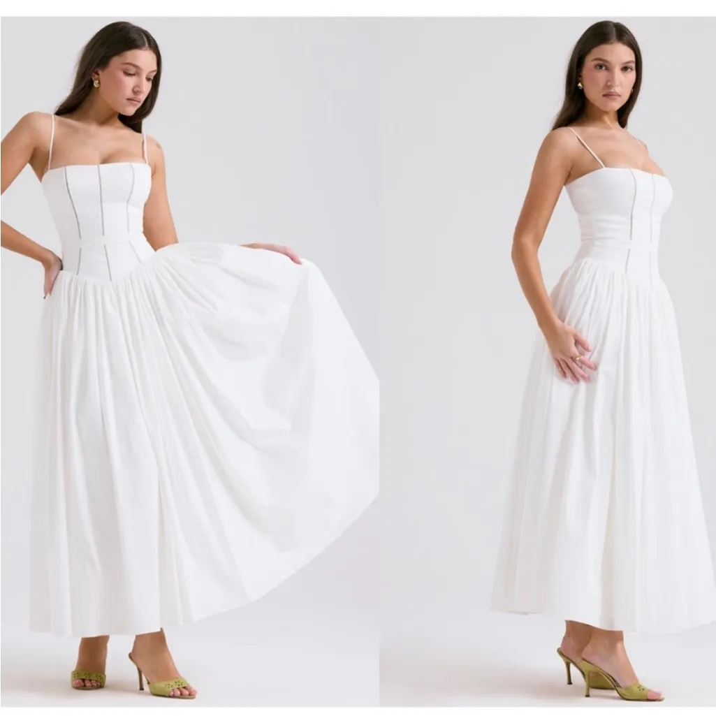 HOUSE OF CB XL D-DD 'Ysabella' White Cotton Maxi Sundress‎ NWOT size XL - Image 12