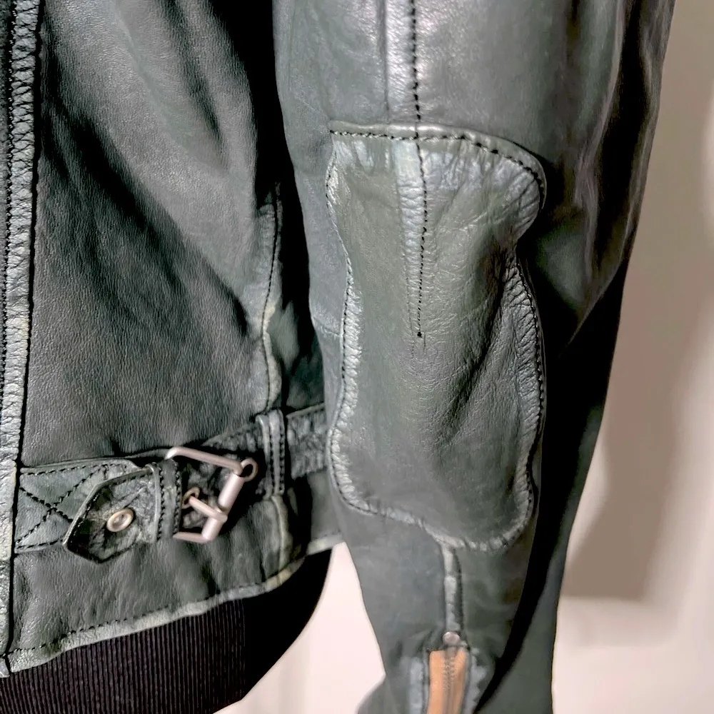 MAURITIUS Biker Moto Rock Grey Blue Leather Jacket | Medium 8 - Image 12