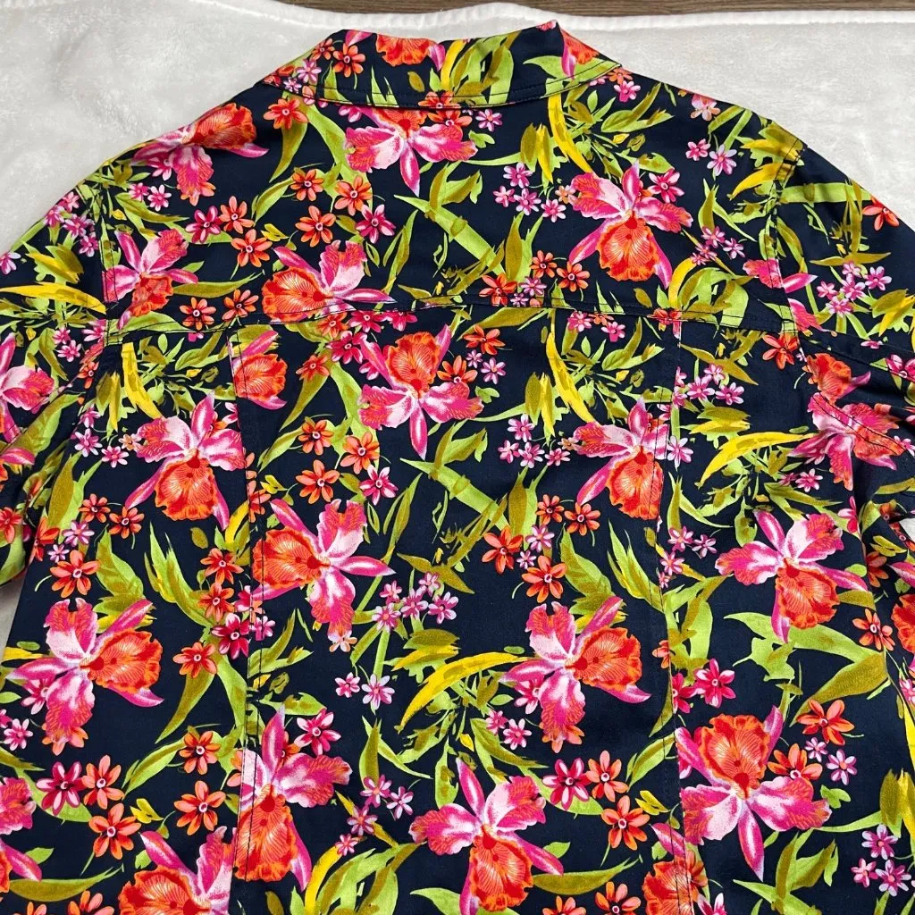 Multiples Floral Button Up Jacket Women's Plus Size‎ 1X  Cotton Embellished - Image 10