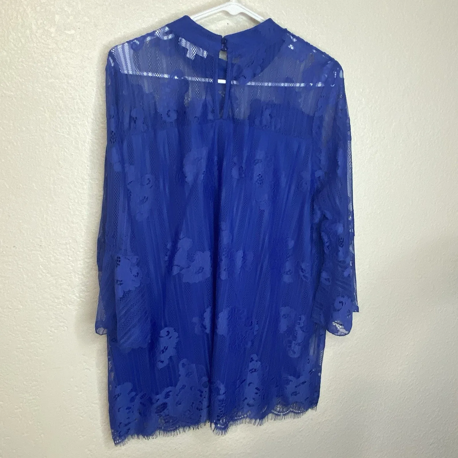 Shannon Ford New York Blue Mesh Lace Top Shirt Bell Sleeve Blouse Plus Size 2X - Image 6