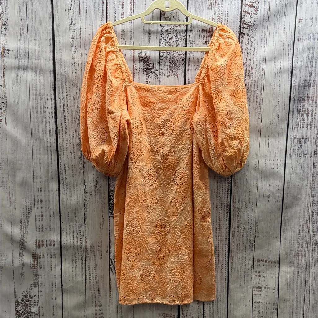 Jen's Pirate Booty Ashbury Apricot Swirl Eyelet Puff Sleeve Mini Dress - Image 6