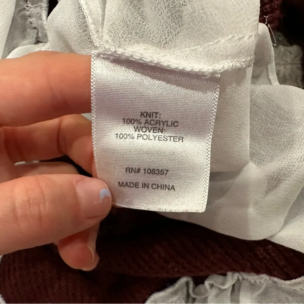 a.n.a  Red Woven Double Layered Sweater Medium M - Image 3