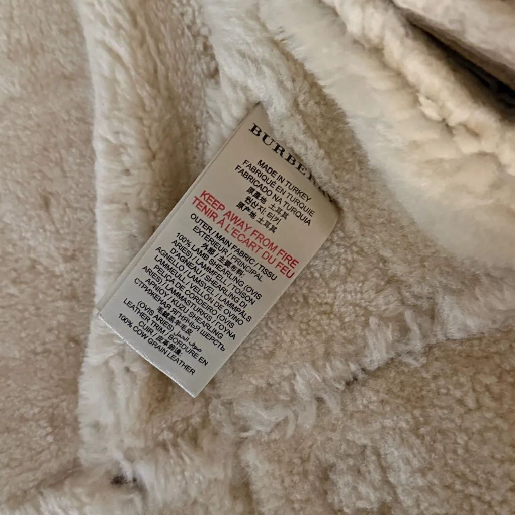 NWT BURBERRY Brit Dark Malt Lambskin Suede And Shearling Duxford Bomber Jacket - Image 8