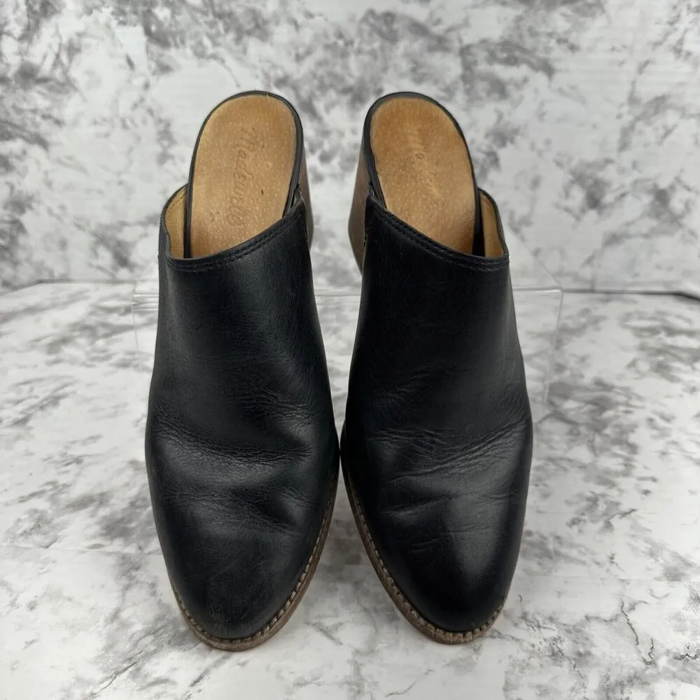 Madewell Womens The Harper Mule J8560 Size 8.5 Black Leather Stacked Heel - Image 2