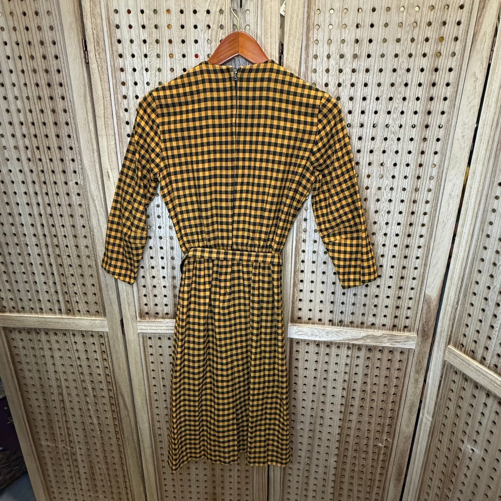 Vintage Carole King 1970 Original Yellow Gingham Midi Dress Size 11 (1012)‎ - Image 5