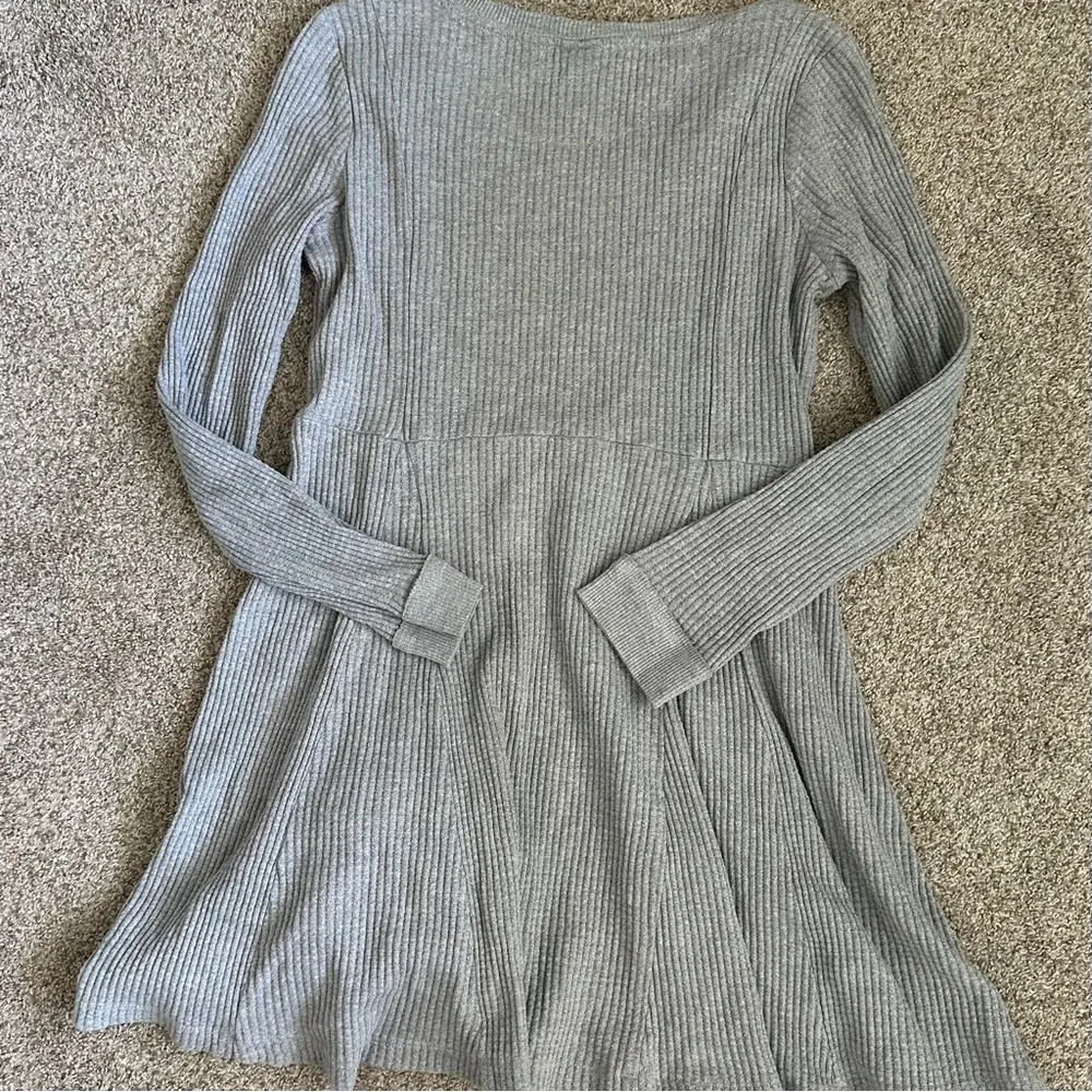 E by Eloise Anthropologie Grey Thermal Knit Skater Dress - Image 7