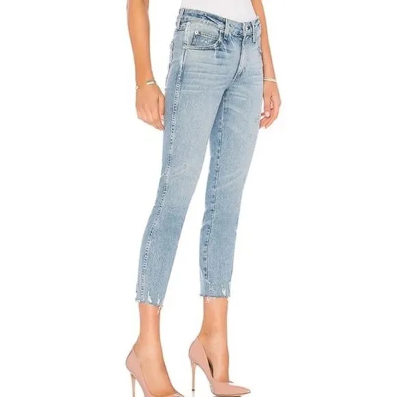 Amo Stix Crop mid rise slim fit distressed jeans in Check us later wash size 24 - Image 6