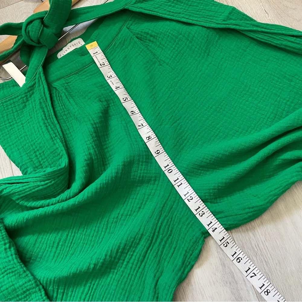 Flynn Skye Pant afton cotton gauze wrap slit womens Green medium vacation bright - Image 5