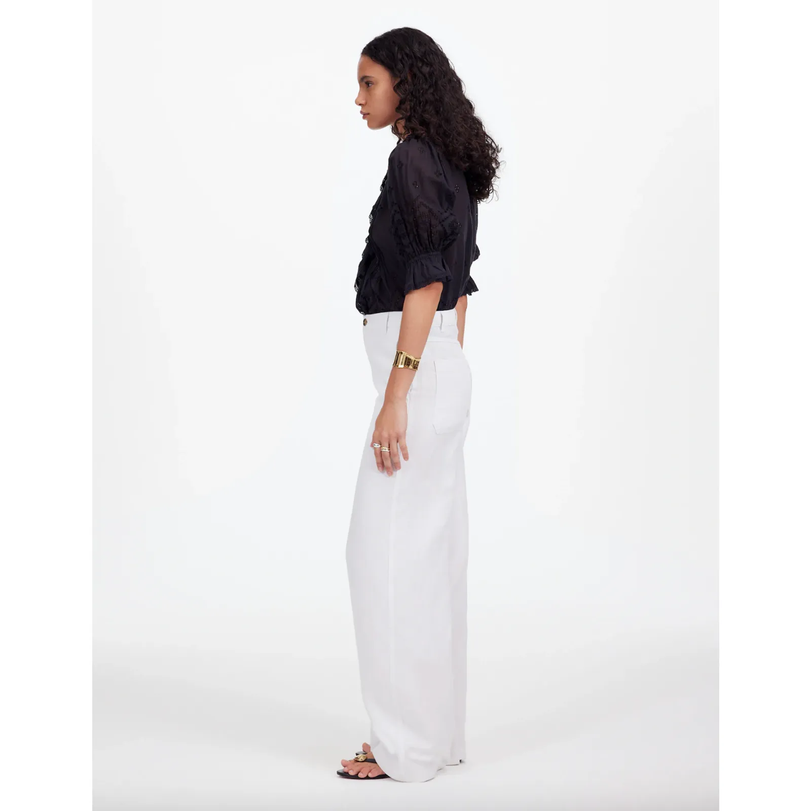 Madewell The Tall Zoe Relaxed Wide Pant in 100% Linen Salt White US 10T NWT - Image 4