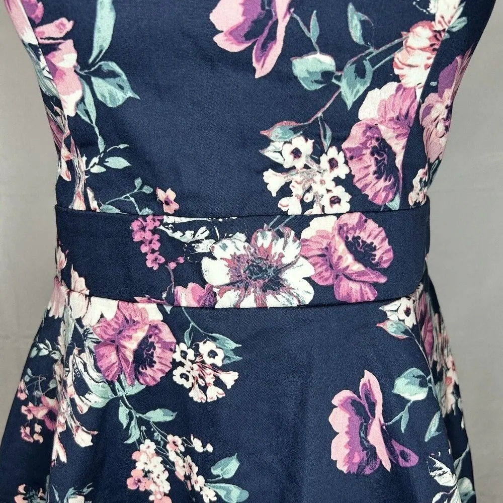 Speechless Navy Juniors Floral Skater Dress Halter Neck Stretch Size 9 NWT NEW - Image 5