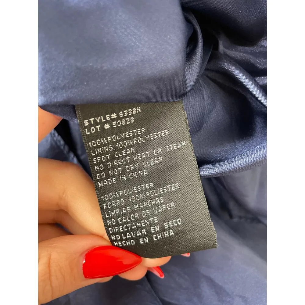 Blondie Nites Blue Satin Jeweled Embellished Strappy Cocktail Dress Juniors Sz S - Image 9