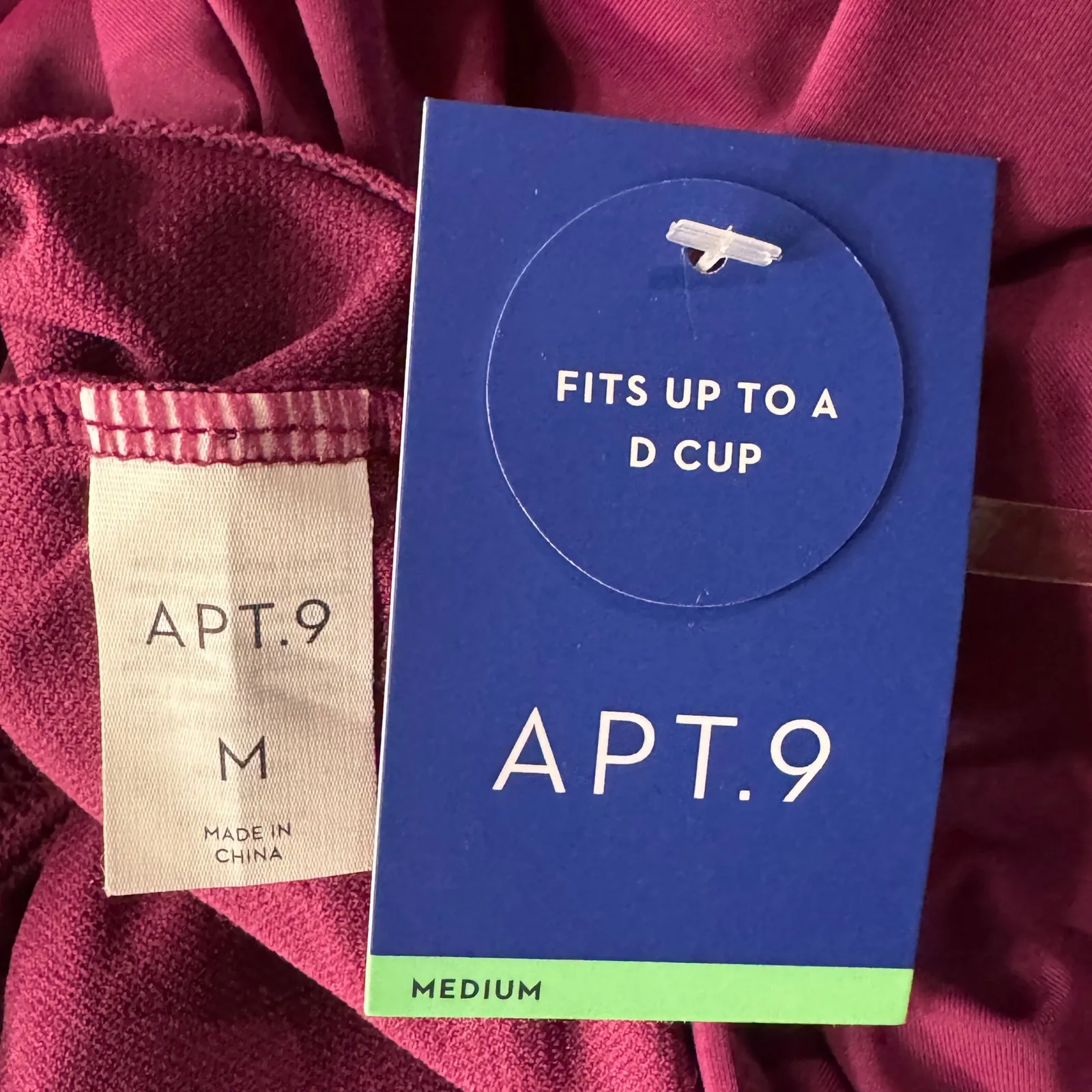 APT 9 Medium Lattice Tie Halter Tankini Swim Top Padded Cups V-Neck Stretch Plum - Image 6