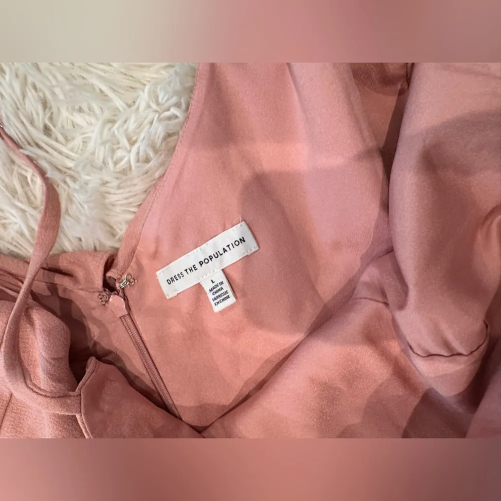 NWOT Dress the Population Alondra Blouson Sheath pencil skirt Dress Blush Sz L - Image 7