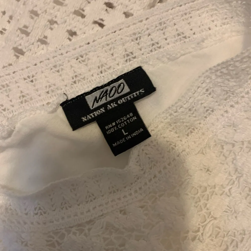 NAOO Nation AK Outfits Maxi Dress Womens Large White Lace 100% Cotton India - Image 6