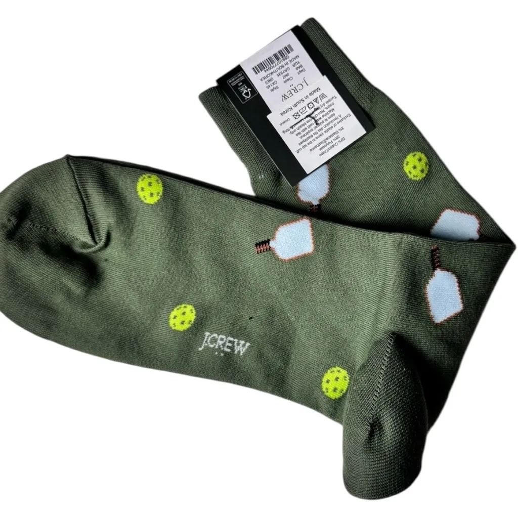J. Crew Green Pickleball Theme Crew Style Socks - Image 7