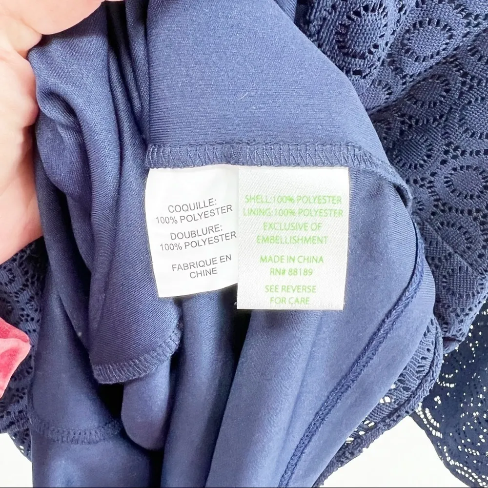 Lilly Pulitzer Alden Lace Tunic Dress Geo Circle Knit Lace Navy Size Small NWT - Image 6