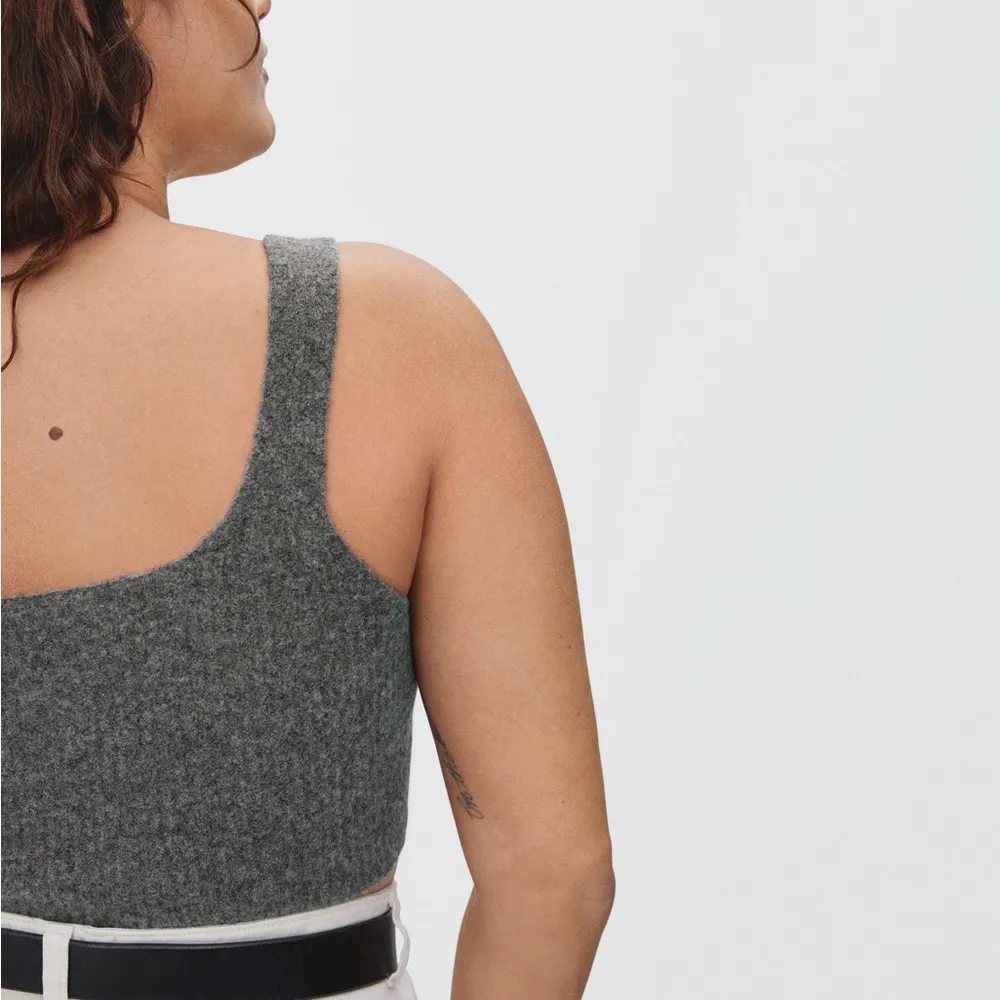 Everlane Cozy Stretch Crop Tank Top Ribbed Wool/Yak/Nylon Dark Grey S NWT - Image 3