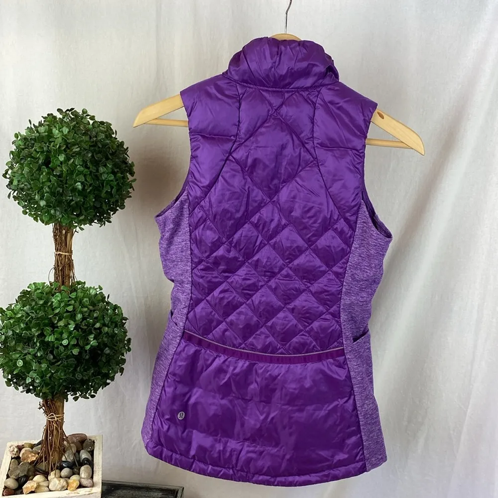 Lululemon Purple Sleeveless Zip Front Quilted Goose Down Puffer Vest 4 - Image 3