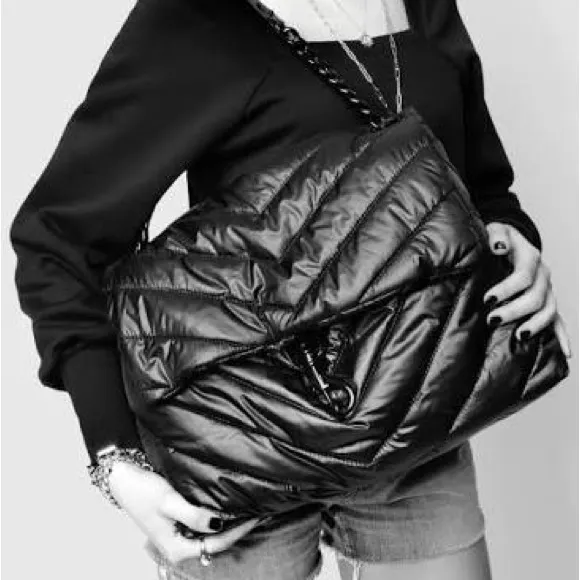 Rebecca Minkoff women black nylon puffy Edie shoulder handbag - Image 2