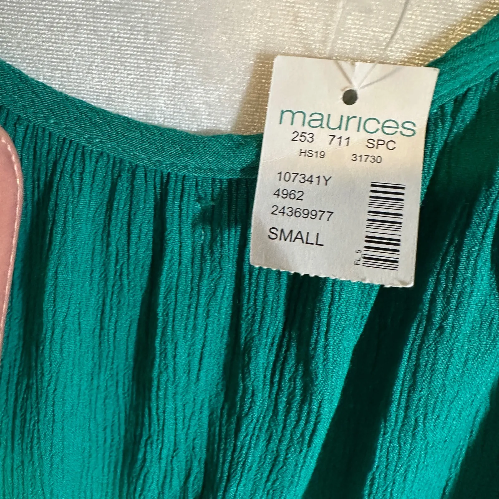 Maurices Square Neck Crochet Trim Bell Sleeve Blouse Top Blue Green Size Small - Image 5