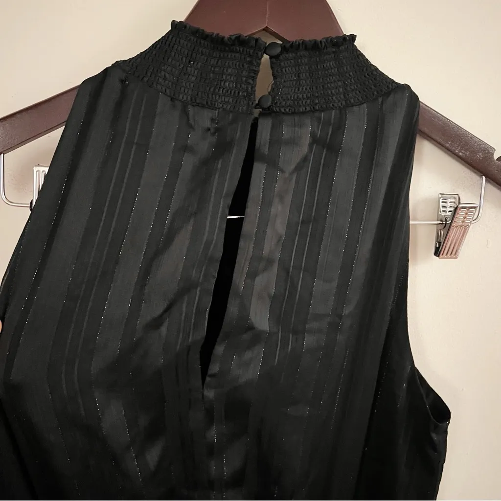 Rachel Roy Black Metallic Maxi Satin Dress High Neck NEW Size Medium Stretch - Image 10