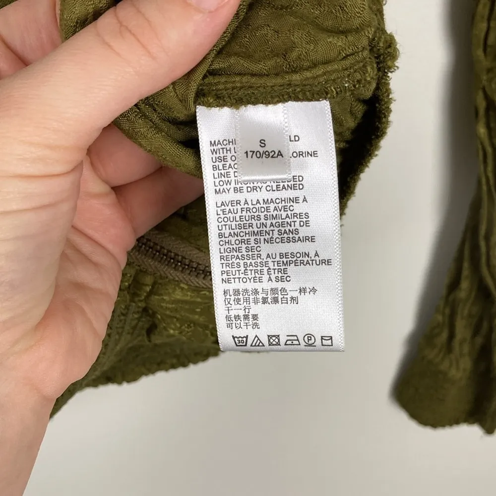 Anthropologie Silky Bomber Jacket Olive Green Cheetah Women’s Size Small - Image 6