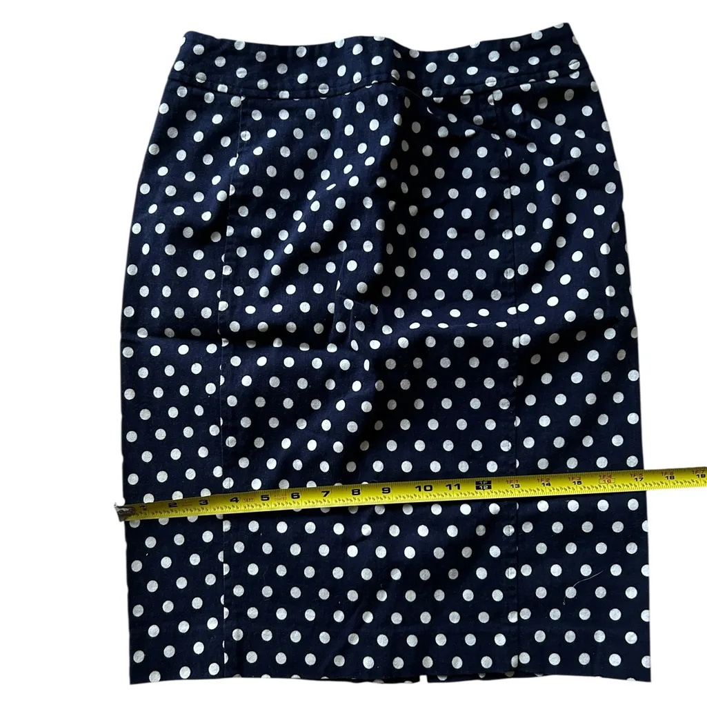 Pixley Navy Blue Polka Dot Pencil Skirt – Sz S | Classic Slim Fit Workwear Chic - Image 5