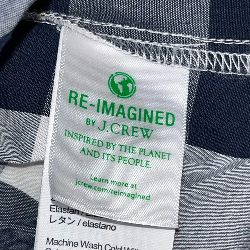 NEW J.Crew Factory Navy Blue & White Gingham Belted Long Sleeve Shirt Dress 20 - Image 11