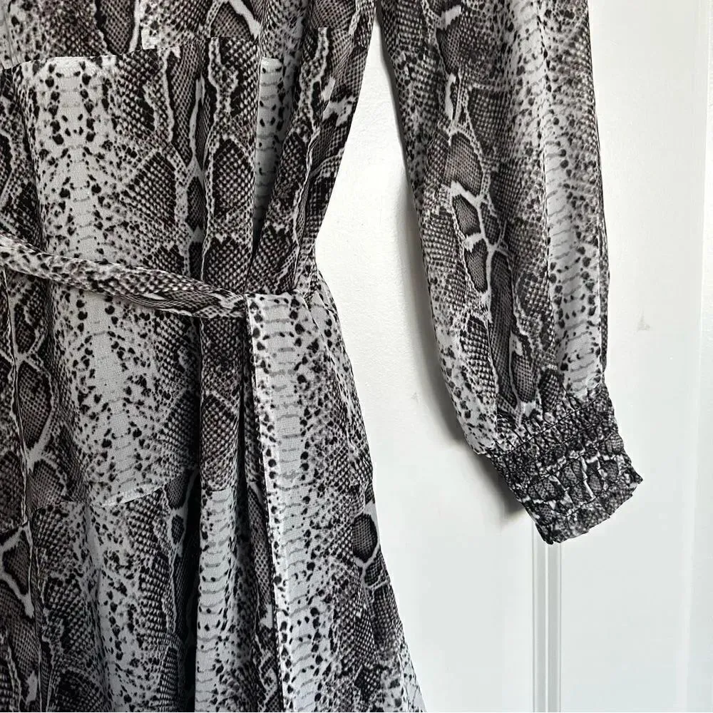 SAM EDELMAN | Snake Reptile Print Layered Dress Gray Black White | Size Large - Image 3