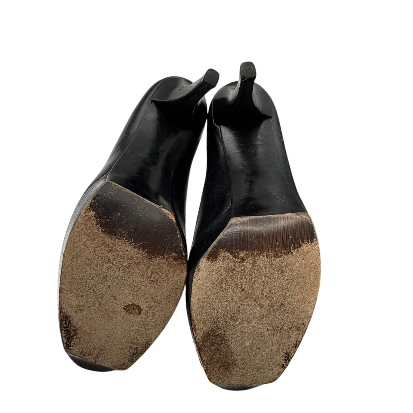 Stuart Weitzman STAGE Kid Leather Black Peep Toe Platform Pumps Size 8.5 - Image 6