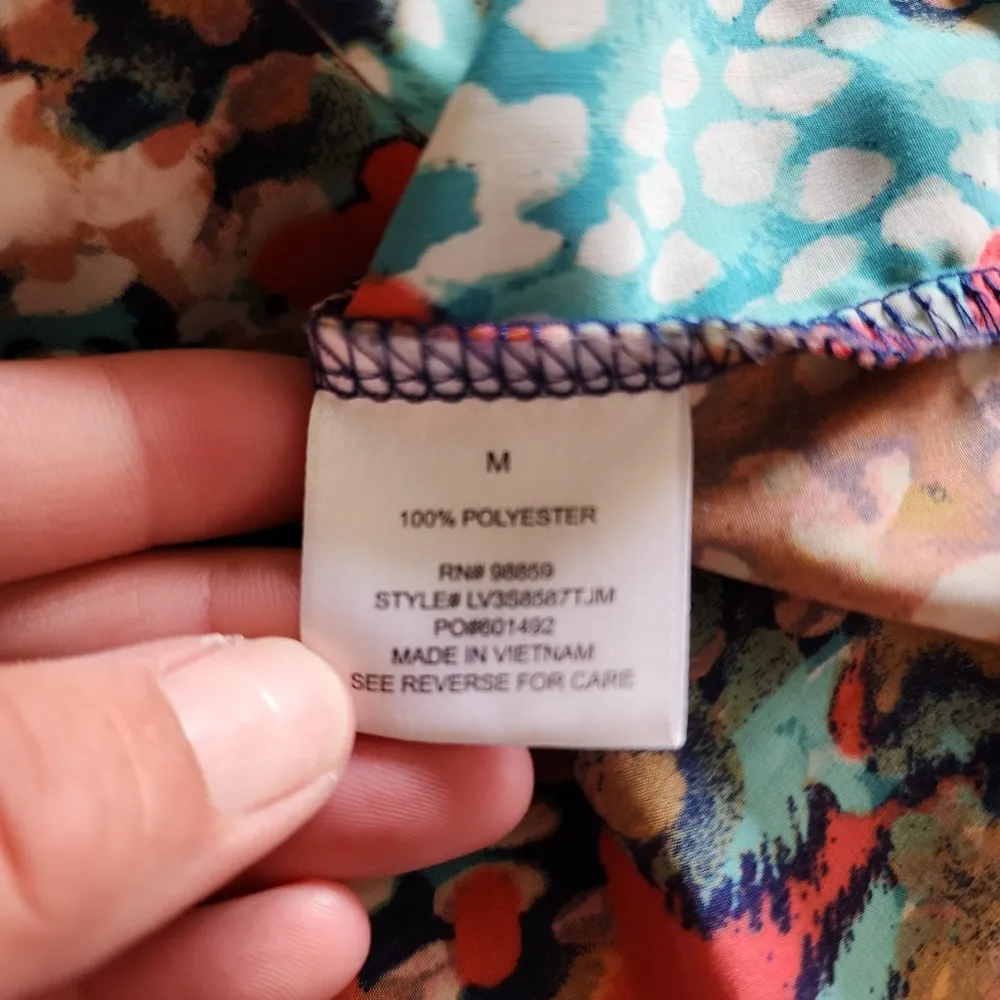 Olive & Oak Multicolored Print Envelope Satin Shell Size Medium - Image 7