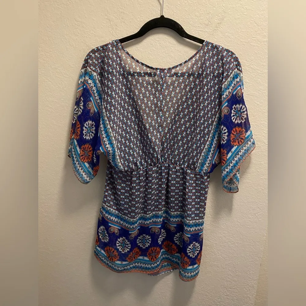 A Pea In The Pod Sheer Maternity V-Neck Blouse. - Image 2