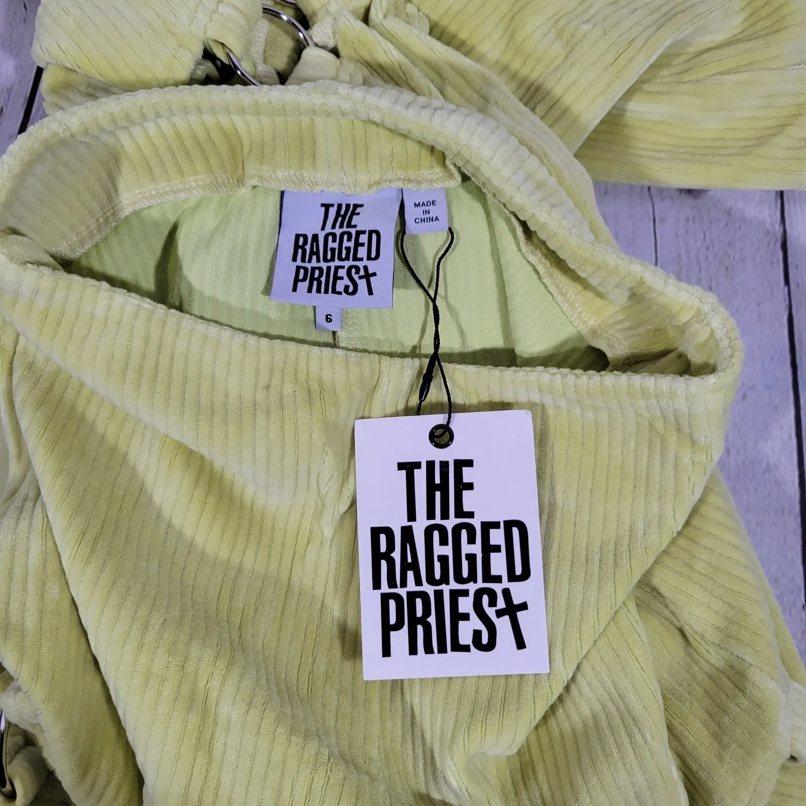 The Ragged Priest Yellow Corduroy Cut Out Flared Pants Size 6 - Image 7