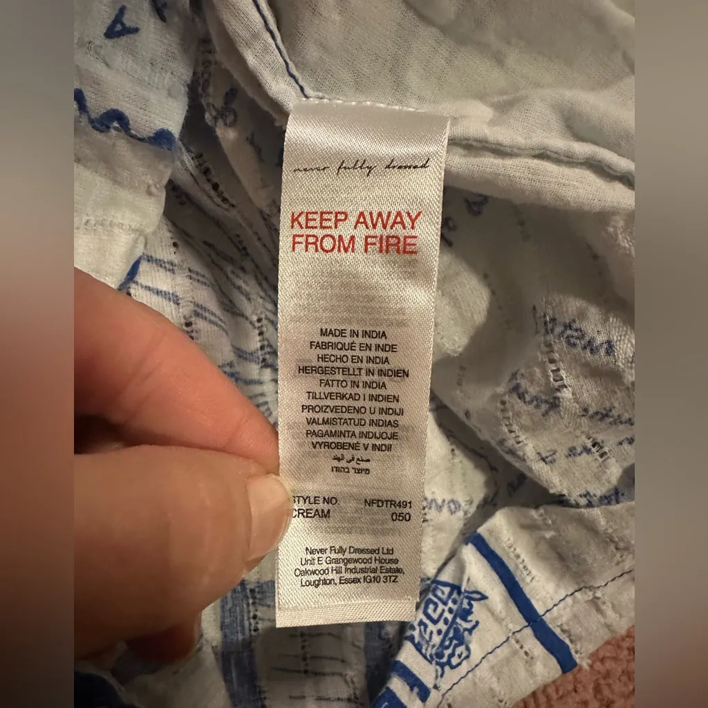 Never Fully Dressed Palma Elissa Shorts US 12 Stretch Tropical Lightweight Blue - Image 8