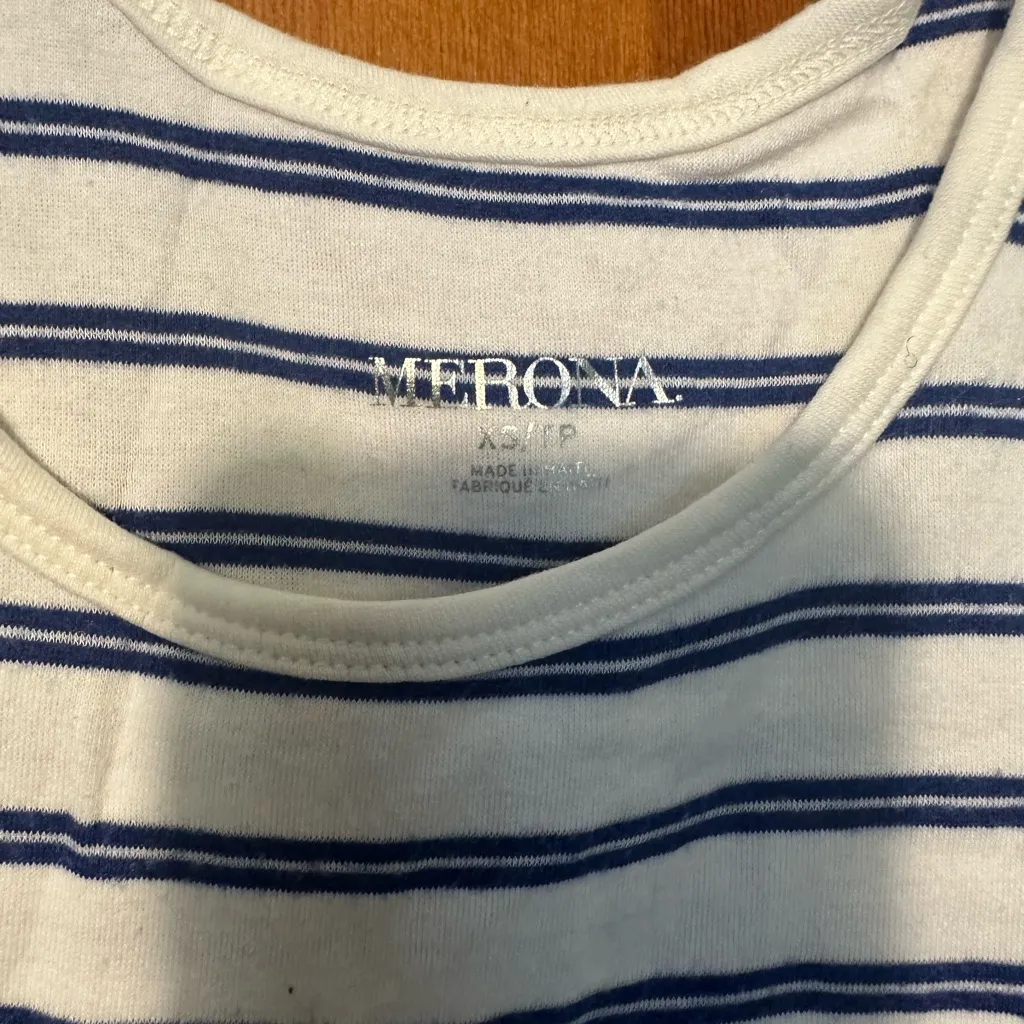 Merona Navy and White Striped Sleeveless Top - Image 2