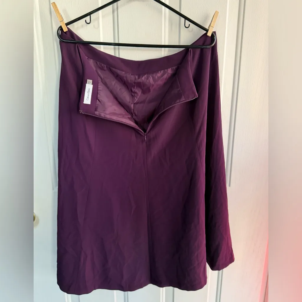 CALVIN KLEIN Plum A-Line Midi Skirt ≠Size 16≠Lined Elegant Plum Purple - Image 6