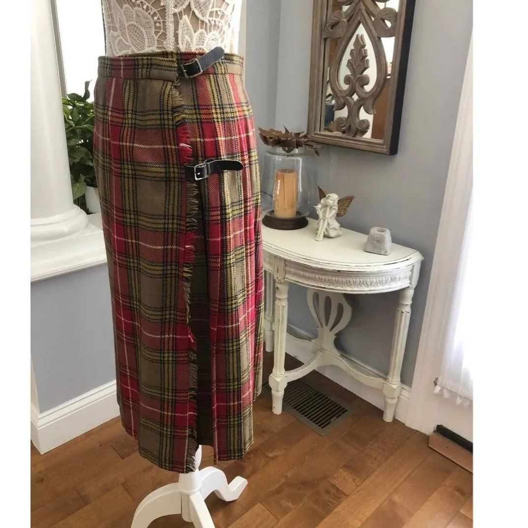 Vintage 1980s–1990s Moffat Weavers Scottish Plaid Wool Kilt Skirt Size M Red Size M - Image 10