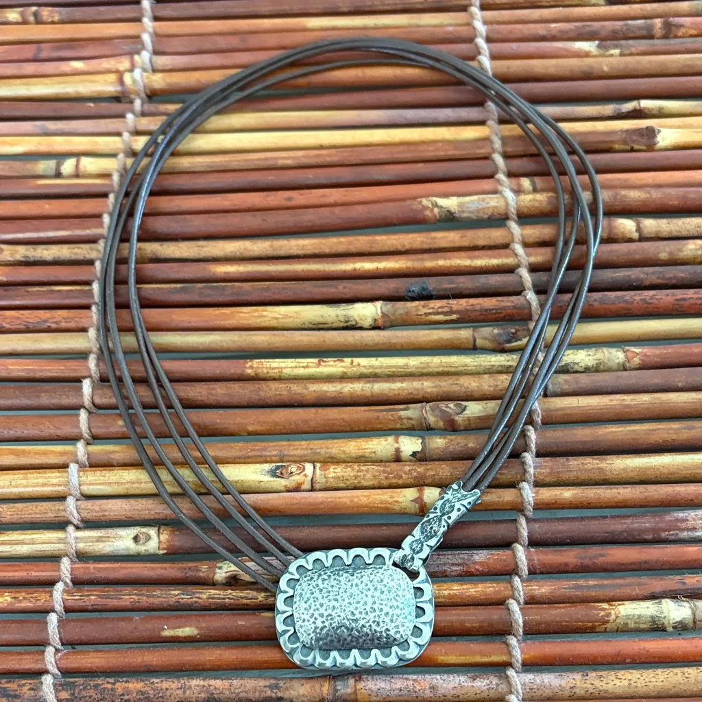 Silpada Silver Pendant on Brown Cord Necklace 16.5” - Image 5