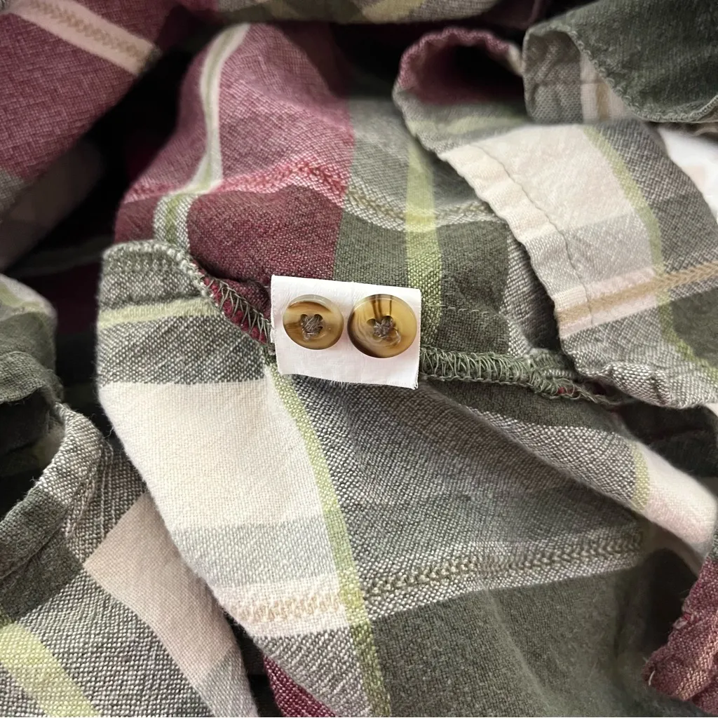 Vintage Y2K Ms. Lee Flannel Button Down Shirt Relaxed Fit Plaid Burgundy Green S - Image 4