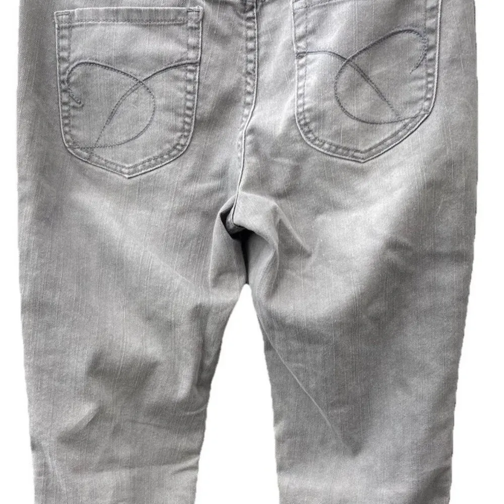 CHICO'S PLATINUM Barely Flare Gray Embellished Stretch Denim Jeans Size 0 - Image 15