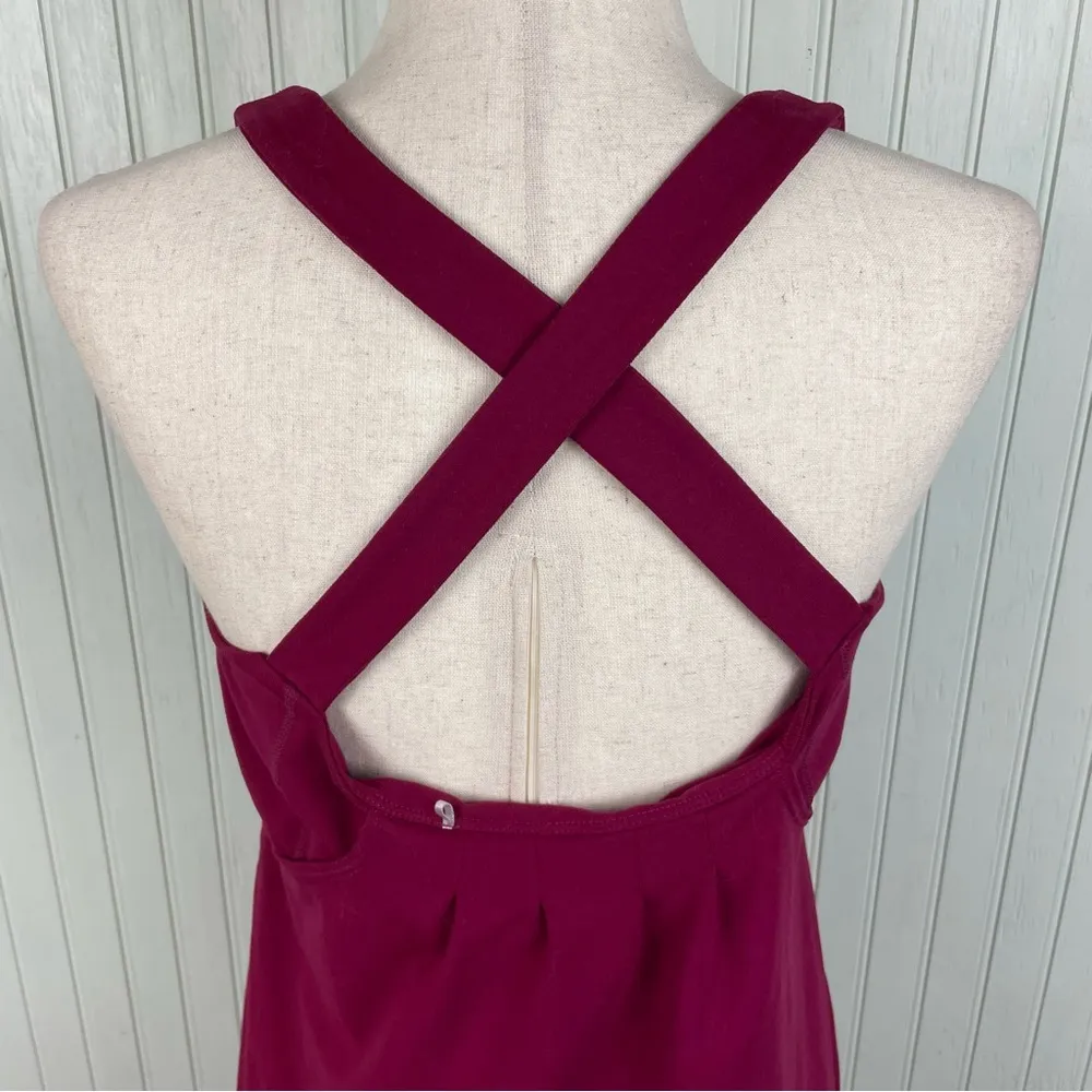 Toad & Co Alluvial Tank Top Built in Shelf Bra Women's Size Large Burgundy Red - Image 6