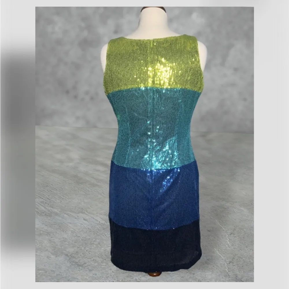 Gabby Skye Sequins Sleeveless Zip Back Mid Thigh Party Stretchy Prom Dress 4 NWT - Image 4