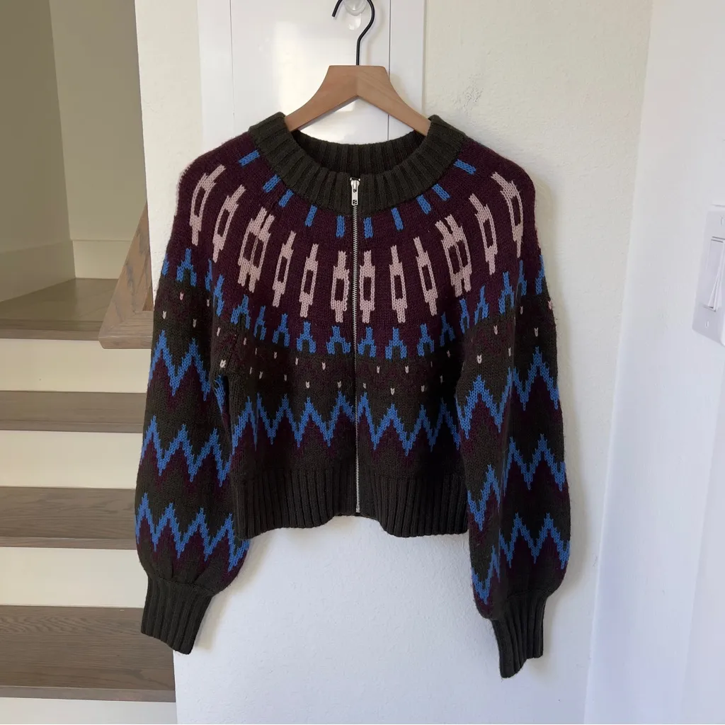 NWT Mare Mare x Anthropologie Crew-Neck Sweater in Green and Burgundy - Image 4