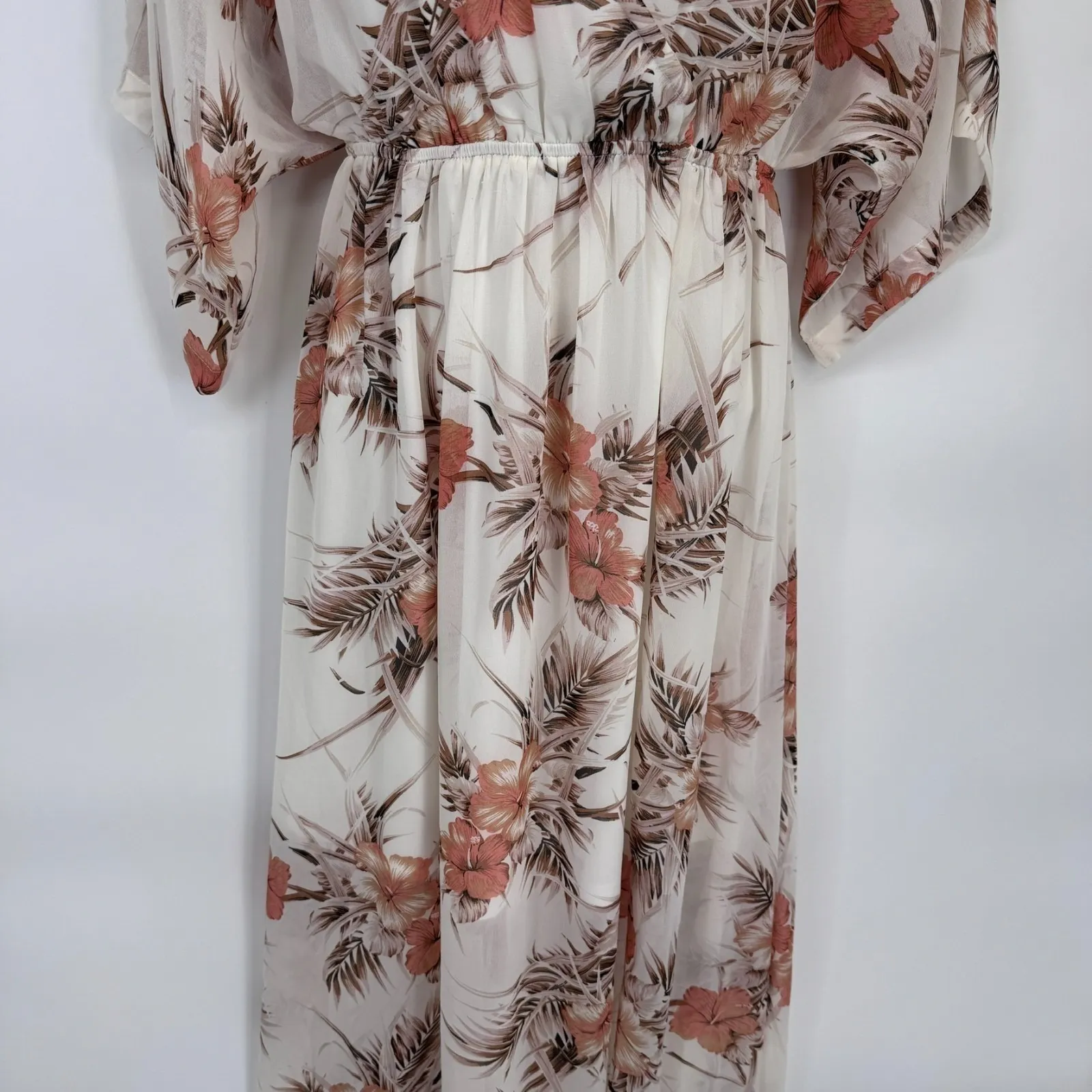 Baltic Born Maxi Dress Womens Small White Pink Tropical Flower Print Resortwear - Image 3