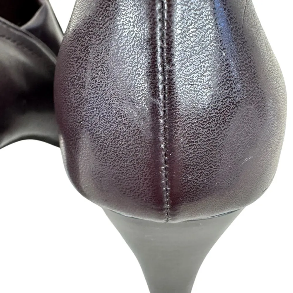 Nickels Park Brown Faux Leather Heeled Slip On Square Toe Booties Women's Size 9 - Image 9