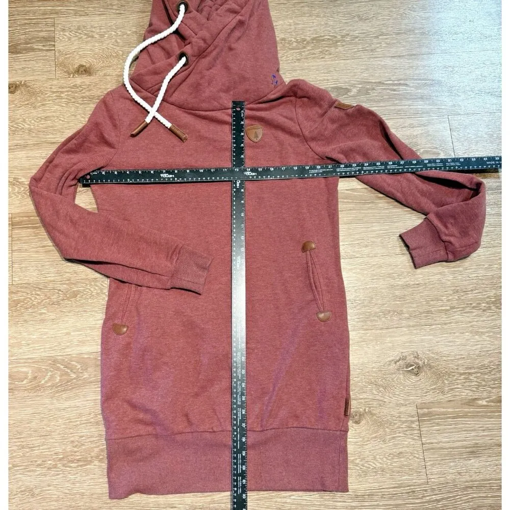 Naketano Brave New World Hoodie Sweatshirt Womens Large red Designer Funnel L - Image 8