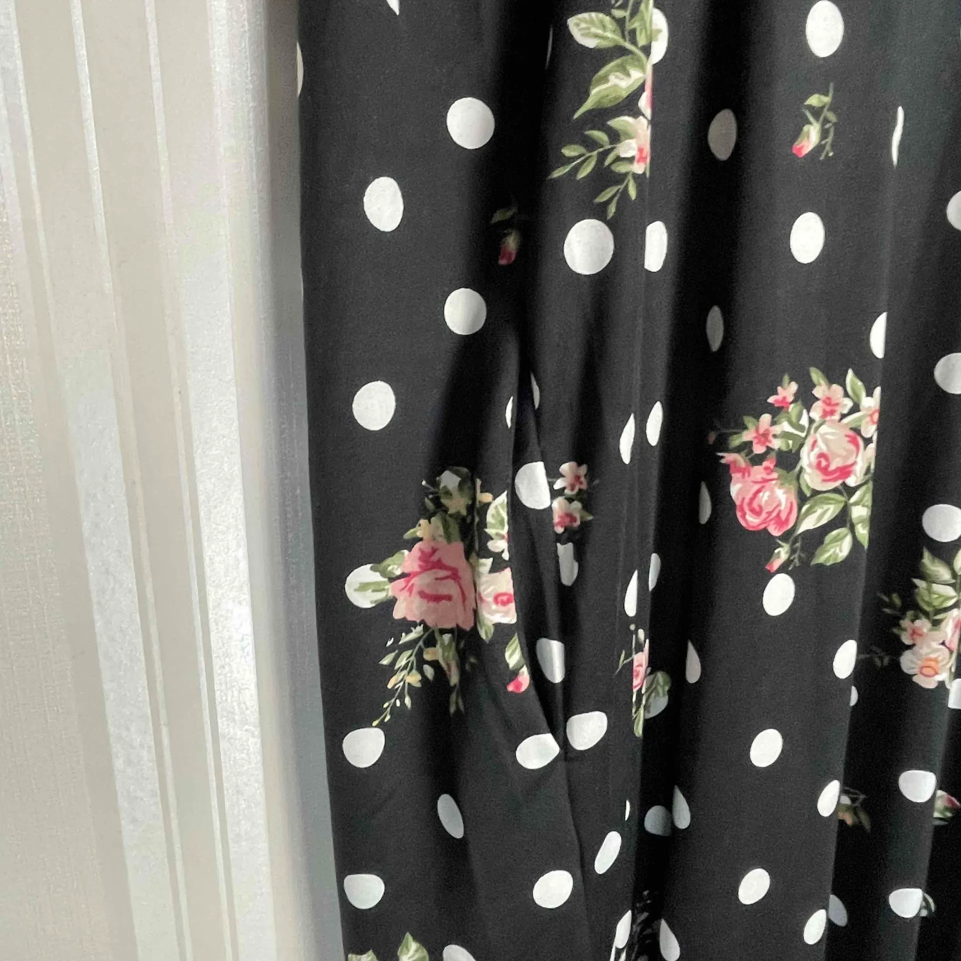 NWT‎ Doublju Womens Black Polka Dots Spaghetti Straps Wide - Image 6