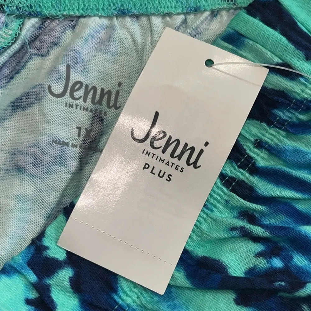 Jenni Intimates Plus NWT Size 1X Blue & Green Tie Dye Lounge Pajama Shorts - Image 3